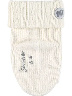 Baby Socken Wolle in ecru farbend