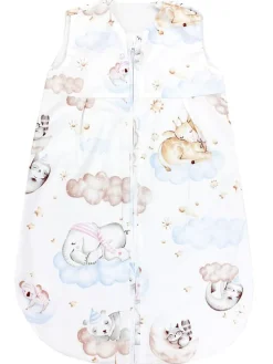 Baby Sommer Schlafsack Ärmellos Unwattiert in weiß/beige