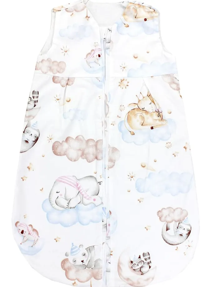 Baby Sommer Schlafsack Ärmellos Unwattiert in weiß/beige