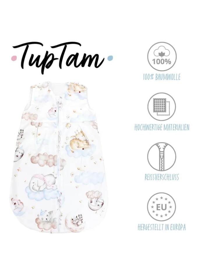 Baby Sommer Schlafsack Ärmellos Unwattiert in weiß/beige