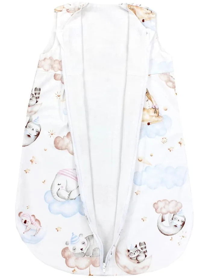 Baby Sommer Schlafsack Ärmellos Unwattiert in weiß/beige