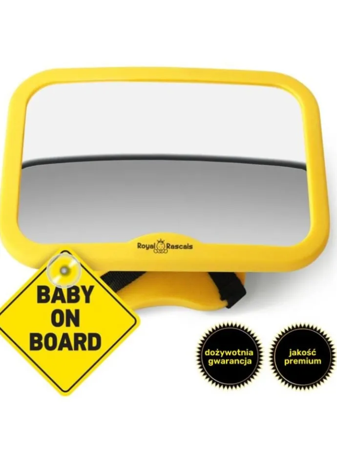 Baby Spiegel 360° Rotationsfunktion mit "Baby on Bord" Aufkleber in Gelb