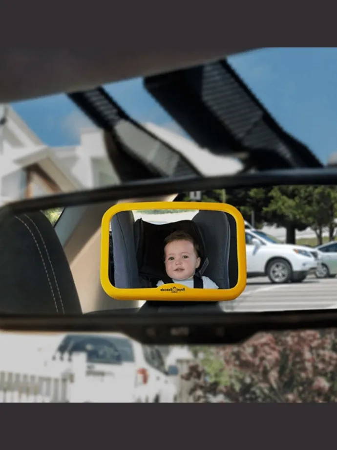 Baby Spiegel 360° Rotationsfunktion mit "Baby on Bord" Aufkleber in Gelb