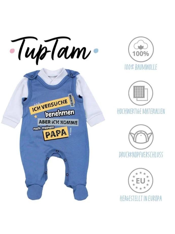 Baby Strampler Set mit Spruch in blau
