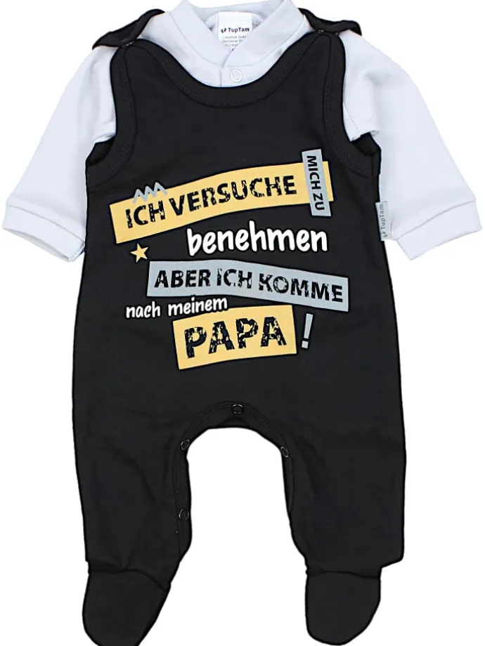 Baby Strampler Set mit Spruch in schwarz/weiß