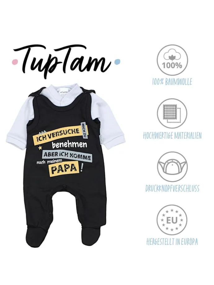 Baby Strampler Set mit Spruch in schwarz/weiß