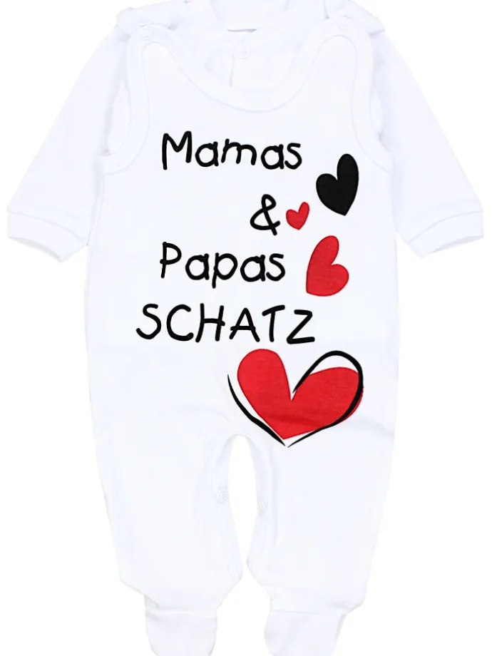 Baby Strampler Set mit Spruch in rot/weiß