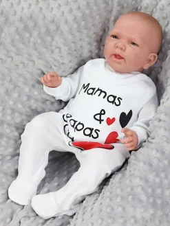 Baby Strampler Set mit Spruch in rot/weiß