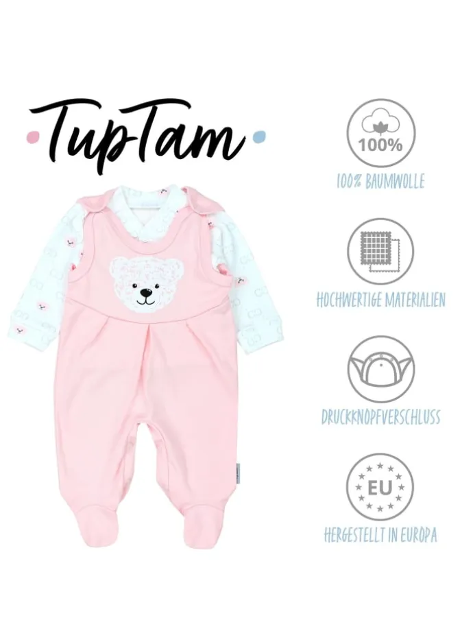 Baby Strampler Set mit Spruch in rosa/weiß