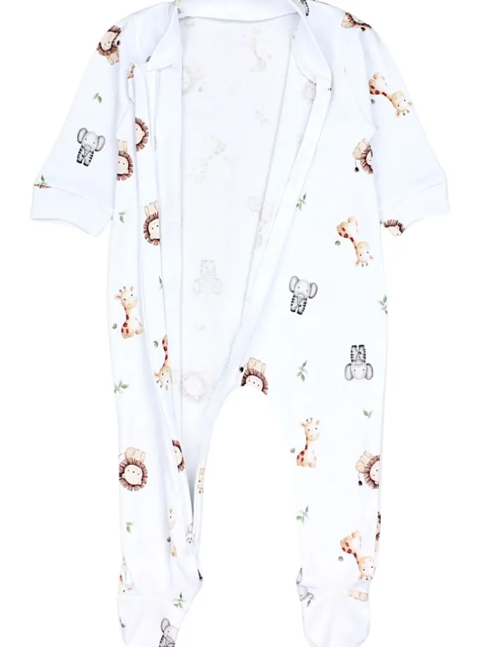 Baby Unisex Schlafstrampler mit Fuß 3er Pack in grün/weiß
