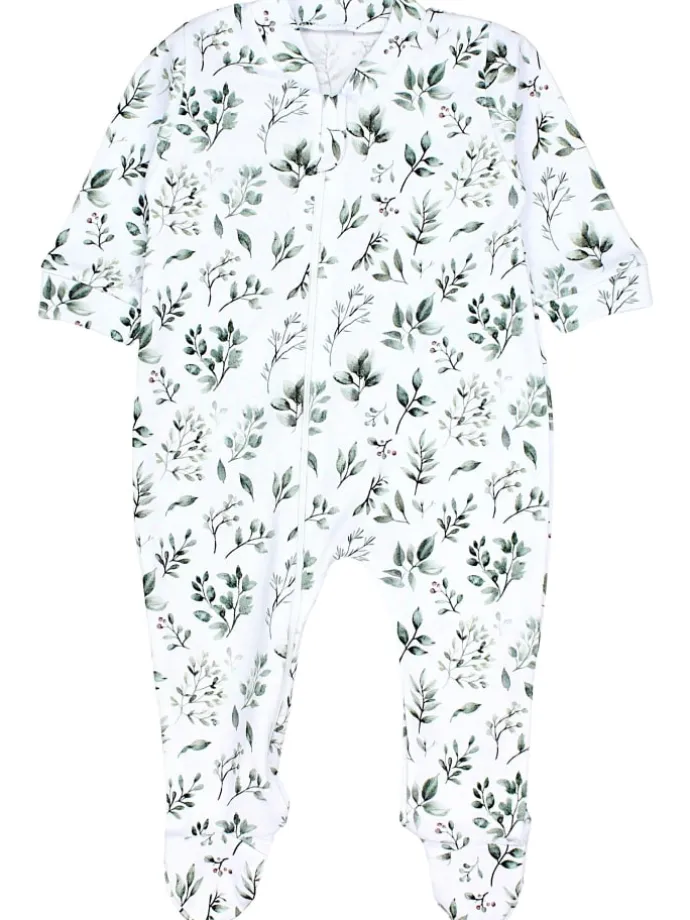 Baby Unisex Schlafstrampler mit Fuß 3er Pack in grün/weiß