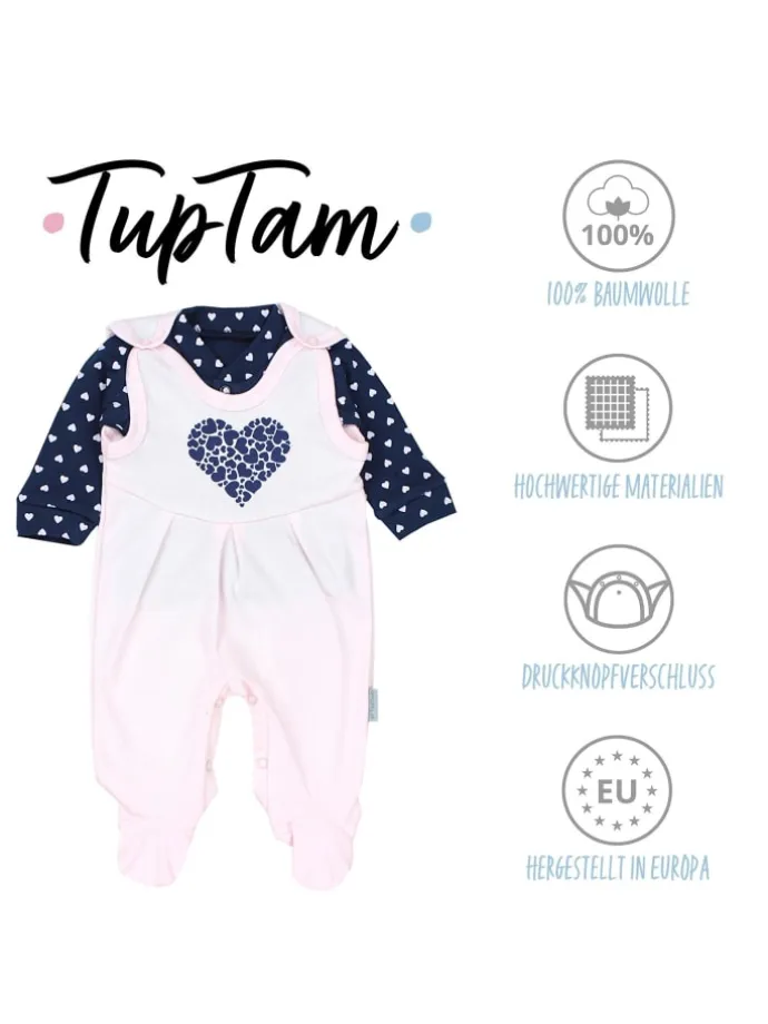 Baby Unisex Strampler-Set mit Aufdruck Spruch 2-tlg in rosa/blau