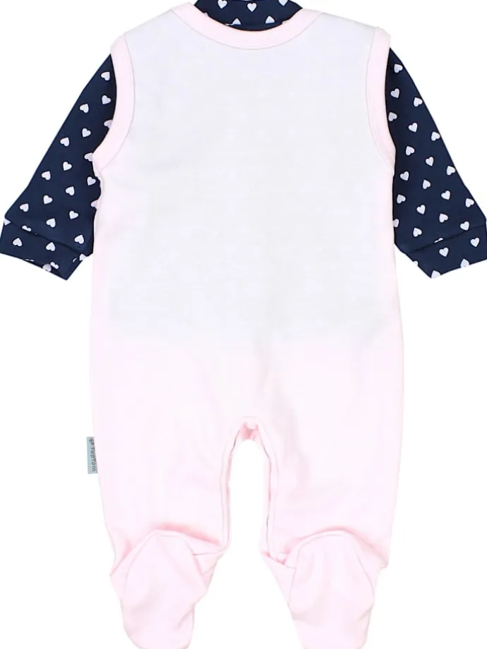 Baby Unisex Strampler-Set mit Aufdruck Spruch 2-tlg in rosa/blau