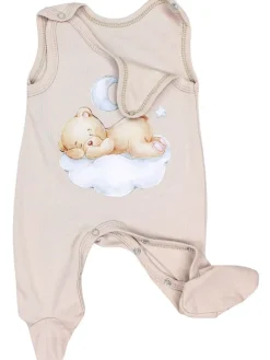 Baby Unisex Strampler-Set mit Aufdruck Spruch 2-tlg in beige/braun