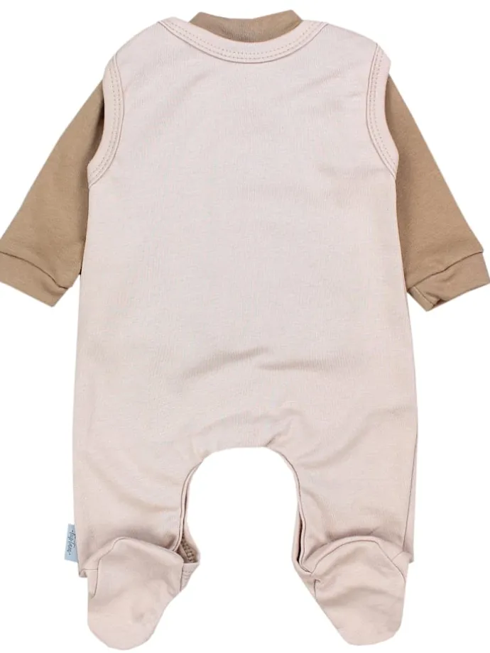 Baby Unisex Strampler-Set mit Aufdruck Spruch 2-tlg in beige Modell 2