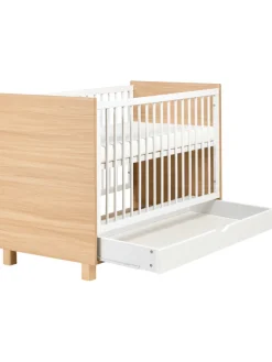 Babybett GUNNAR in Weiß/Braun - (W) 65 x (H) 81 x (L) 124 cm
