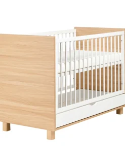 Babybett GUNNAR in Weiß/Braun - (W) 65 x (H) 81 x (L) 124 cm