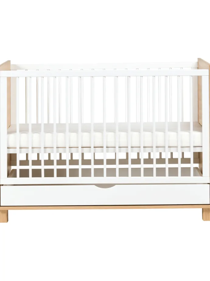 Babybett GUNNAR in Weiß/Braun - (W) 65 x (H) 81 x (L) 124 cm