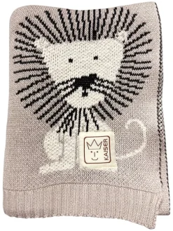 Babydecke "Lion" in Grau - (L)100 x (B)80 cm