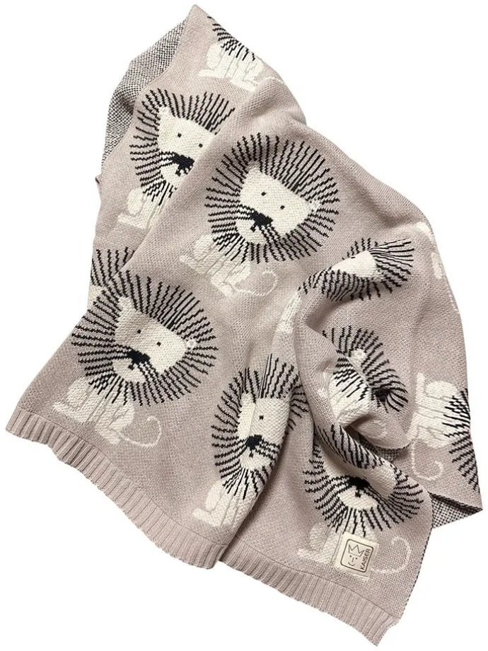 Babydecke "Lion" in Grau - (L)100 x (B)80 cm