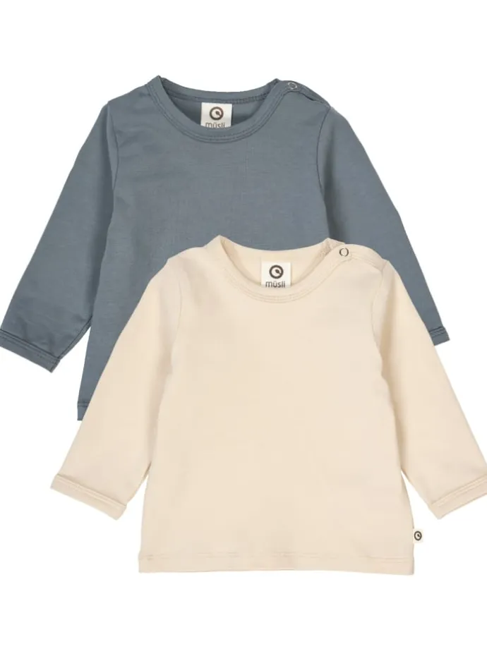 Babylangarmshirt 2er-Pack in Oak/ Stormy blue