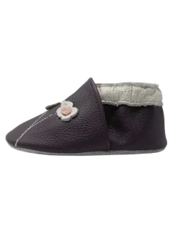 Baby-Lederlaufschuhe mit rutschfester Sohle – lila mit Blumenmuster