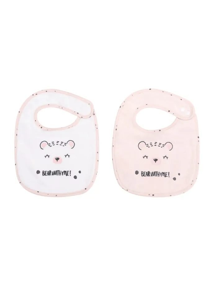 Babylätzchen 2er Set Bär 23x31 in rosa