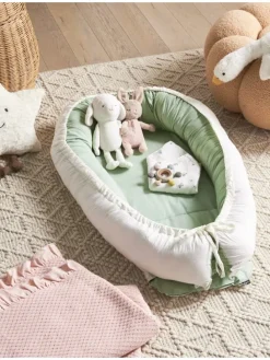 Babynest EREB in Grün/Weiß - (W) 55 x (H) 15 x (L) 90 cm