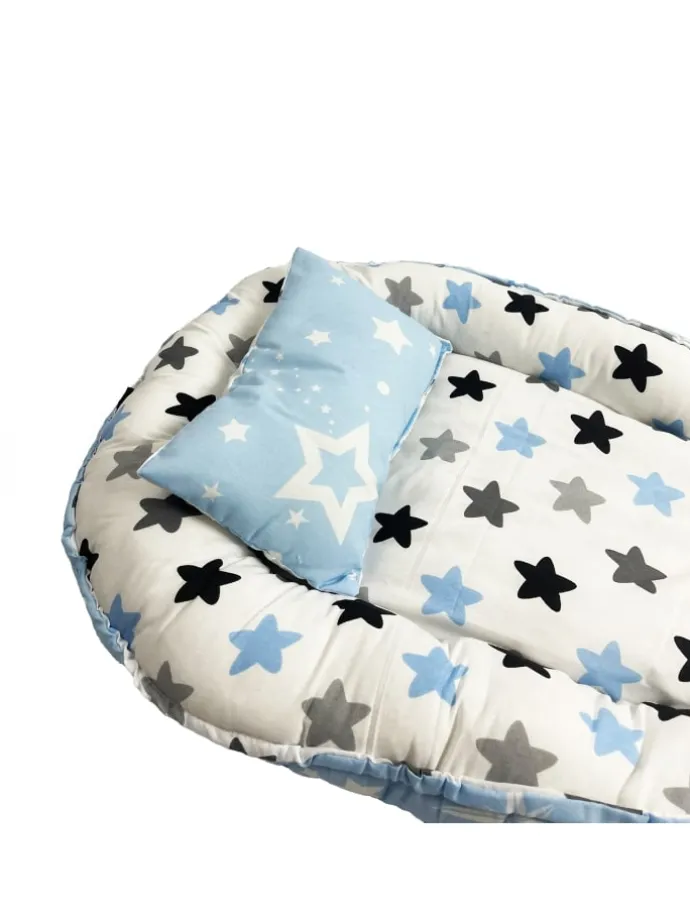Babynest mit Kissen in Blau