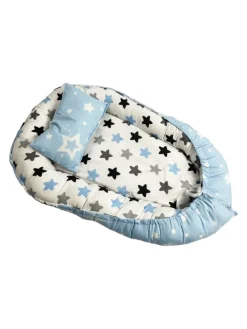 Babynest mit Kissen in Blau