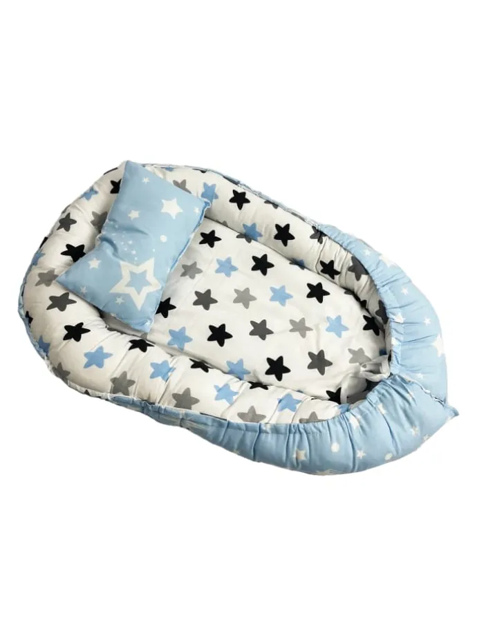 Babynest mit Kissen in Blau