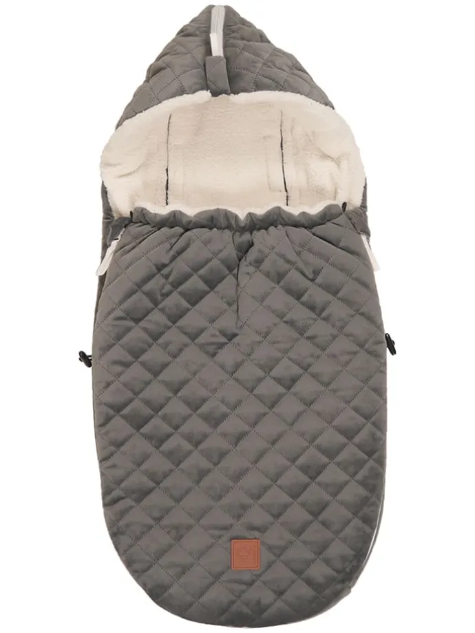Babyschalen-Fußsack "Velvet Hoody" in Grau - (L)80 x (B)39 cm