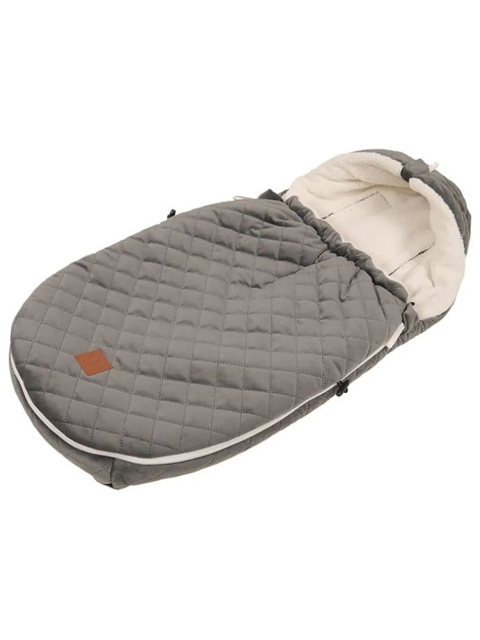 Babyschalen-Fußsack "Velvet Hoody" in Grau - (L)80 x (B)39 cm
