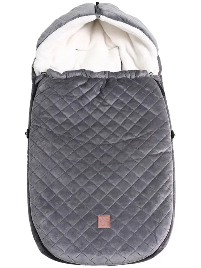 Babyschalen-Fußsack "X-Large Velvet Hoody" in Grau - (L)92 x (B)45 cm