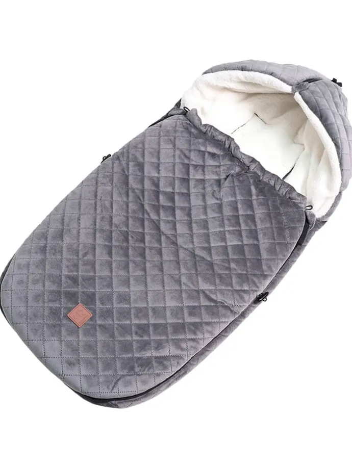 Babyschalen-Fußsack "X-Large Velvet Hoody" in Grau - (L)92 x (B)45 cm