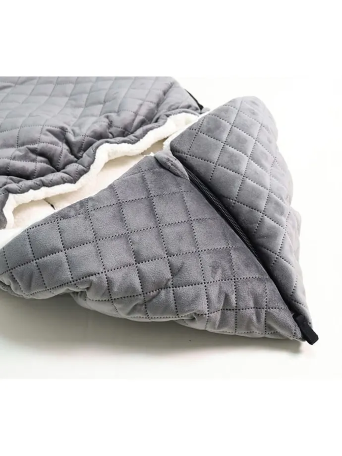 Babyschalen-Fußsack "X-Large Velvet Hoody" in Grau - (L)92 x (B)45 cm
