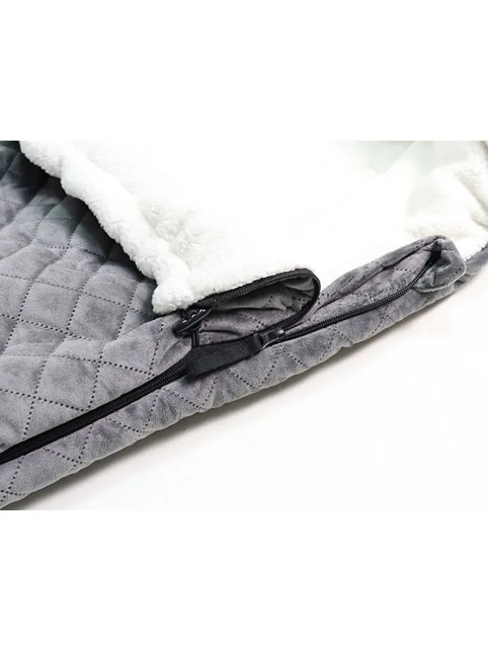 Babyschalen-Fußsack "X-Large Velvet Hoody" in Grau - (L)92 x (B)45 cm