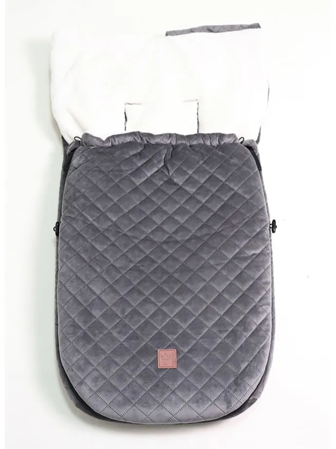 Babyschalen-Fußsack "X-Large Velvet Hoody" in Grau - (L)92 x (B)45 cm