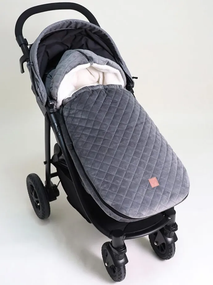 Babyschalen-Fußsack "X-Large Velvet Hoody" in Grau - (L)92 x (B)45 cm