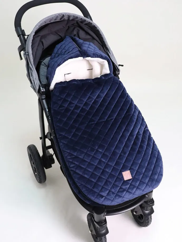 Babyschalen-Fußsack "X-Large Velvet Hoody" in Dunkelblau - (L)92 x (B)45 cm