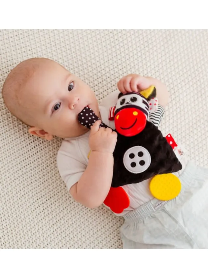 Baby-Stoffspielzeug Beißring in schwarz