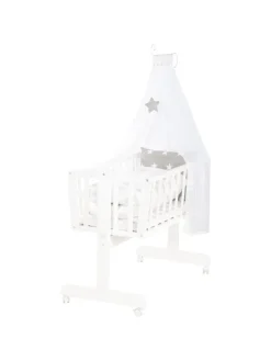 Babywiege Little Stars Holz, Feststellfunktion & textiler Ausstattung