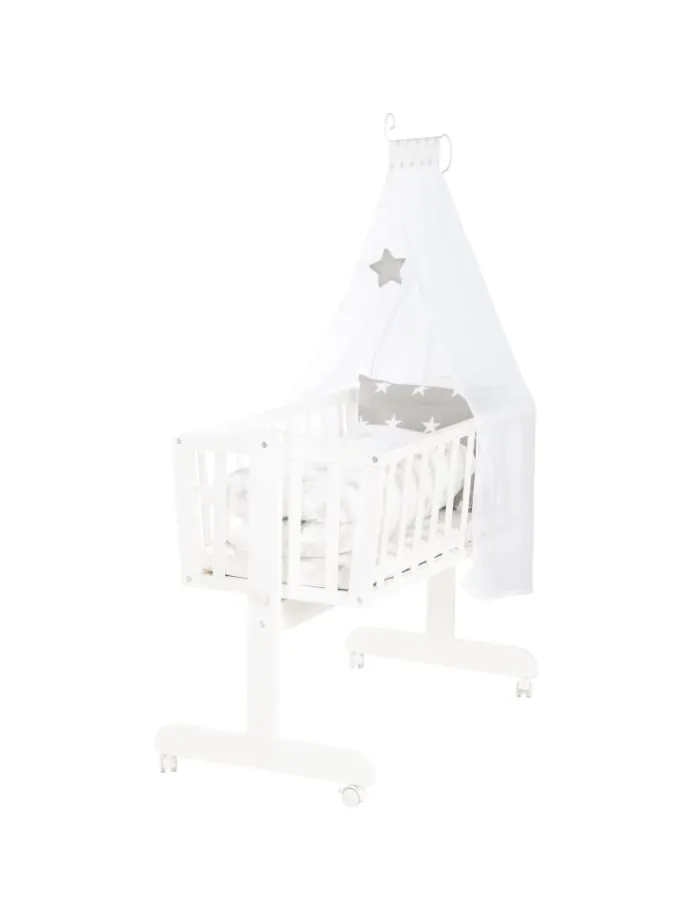 Babywiege Little Stars Holz, Feststellfunktion & textiler Ausstattung