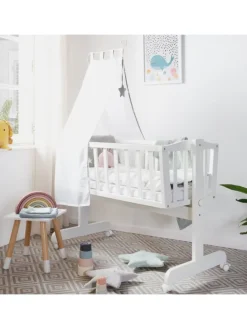 Babywiege Little Stars Holz, Feststellfunktion & textiler Ausstattung
