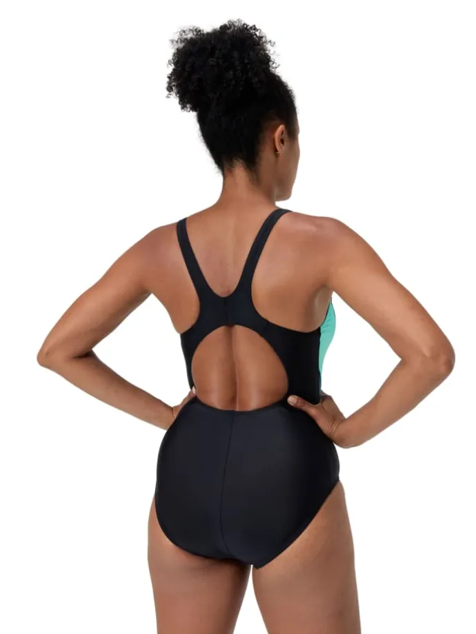 Badeanzug "Eco Colourblock" in Schwarz/ Türkis