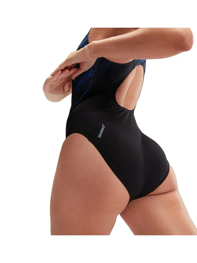 Badeanzug "Eco+ H-Bloom" in Schwarz/ Blau