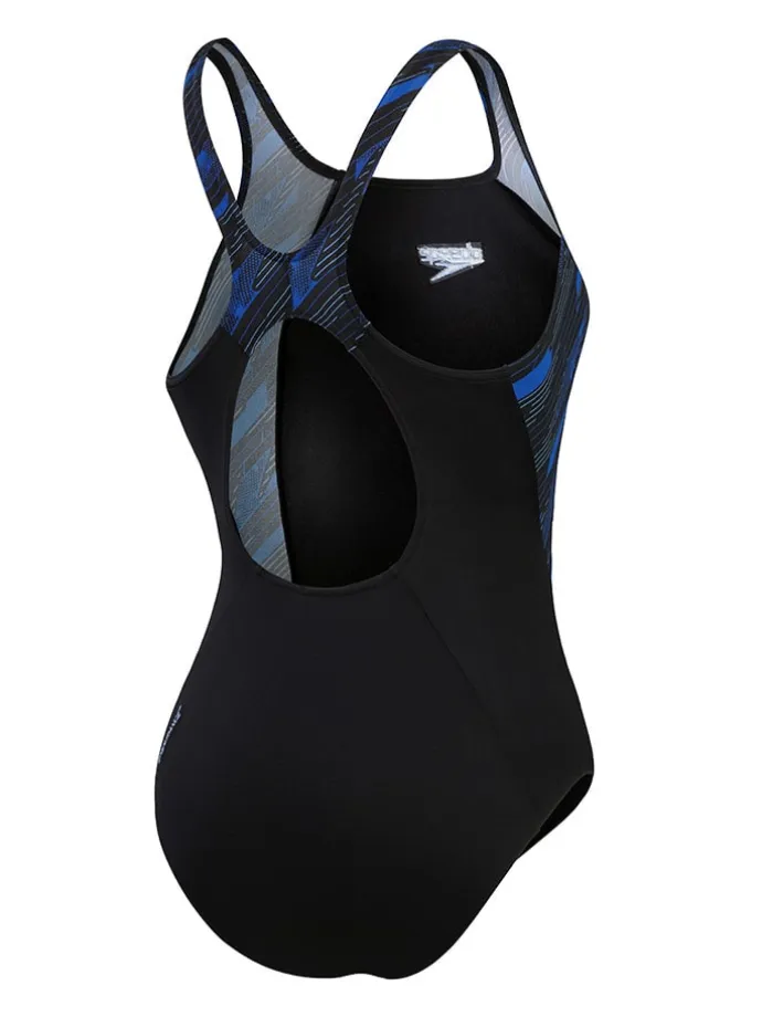 Badeanzug "Eco+ H-Bloom" in Schwarz/ Blau