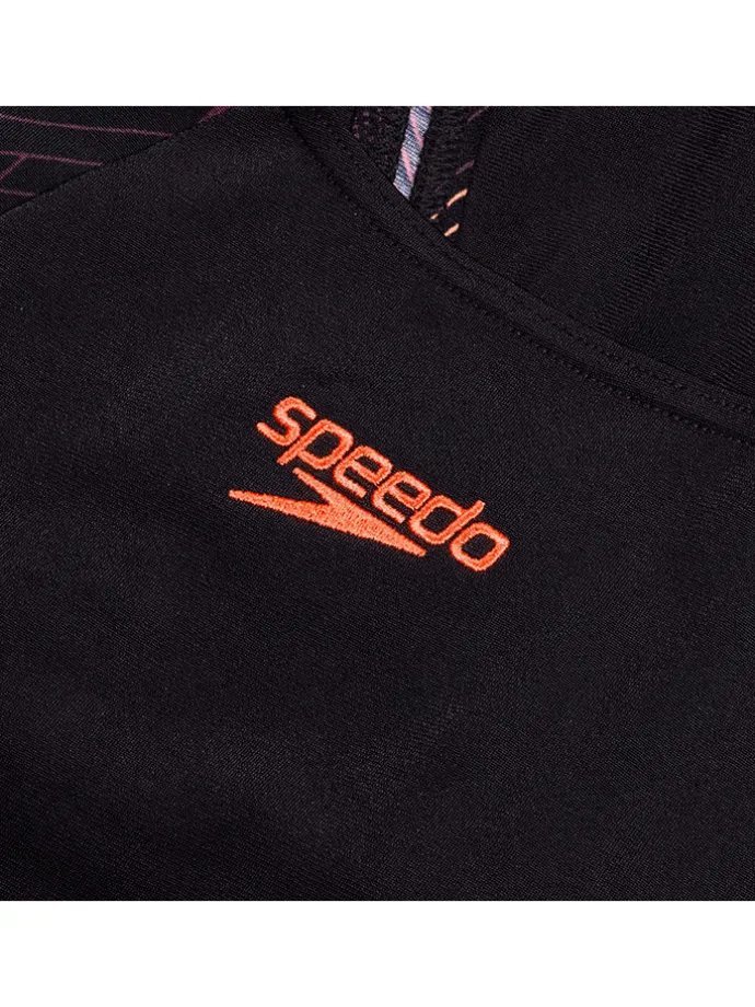 Badeanzug "Eco+ H-Bloom" in Schwarz/ Orange/ Lila