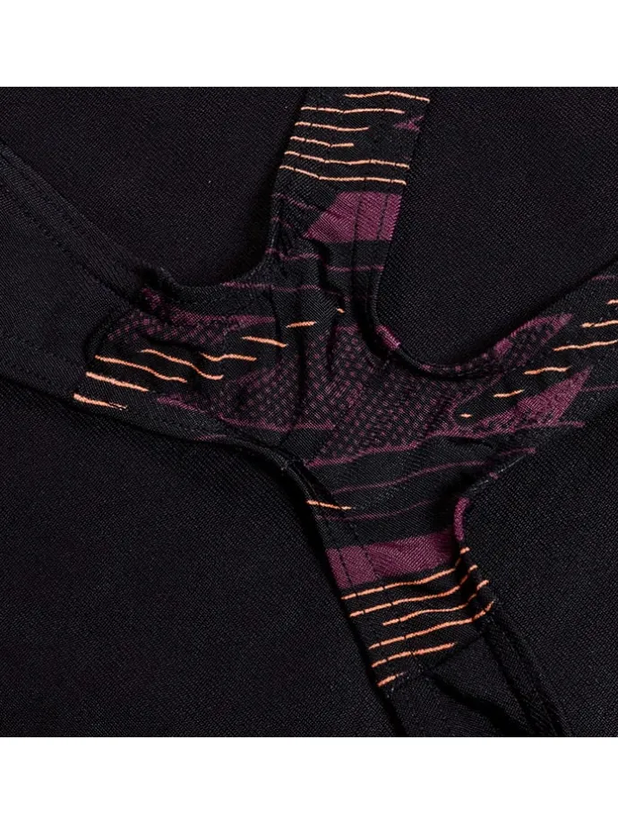 Badeanzug "Eco+ H-Bloom" in Schwarz/ Orange/ Lila