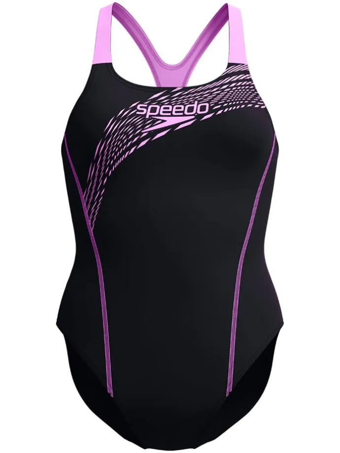Badeanzug "Eco Medley" in Schwarz/ Flieder